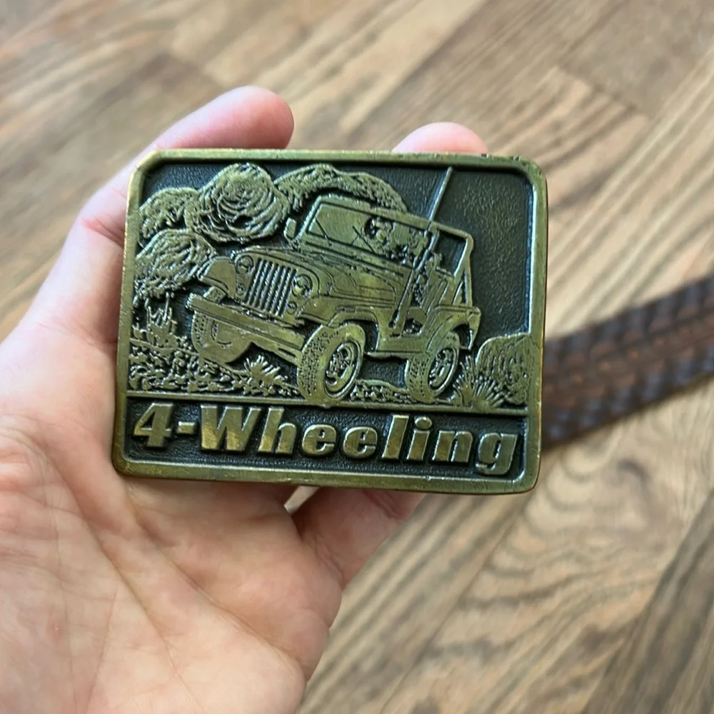4-Wheeling Brown Leather Belt Copyright 1975 Vintage
